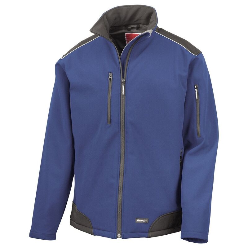 リザルト メンズ アウター ジャケット・ブルゾン WORK-GUARD by Result Unisex Adult Ripstop Soft Shell Jacket Royal Blue And Black ブラック|ReVida 店