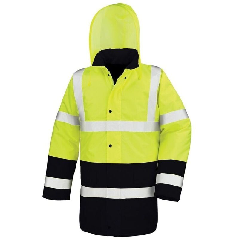 リザルト メンズ アウター ジャケット・ブルゾン コート Result Unisex Adult Motorway Two Tone Safety Coat Fluorescent Yellow イエロー|ReVida 店