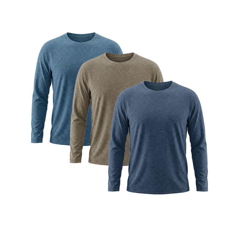 インスパイア シック メンズ トップス Tシャツ スリムフィット クルーネック INSPIRE CHIC 3 Packs Men's Casual t Shirt Crew Neck Long Sleeve Slim Fit Soft Stretch Basic T Shirts Blue Khaki Navy Blue ネイビー｜ReVida 店