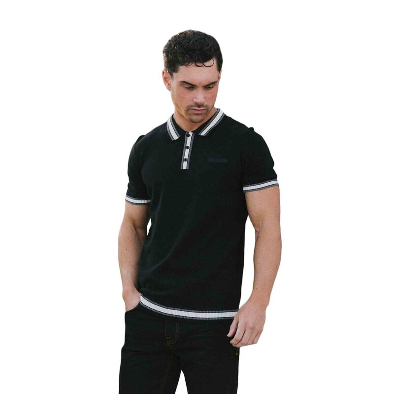 ランブレッタ メンズ トップス Tシャツ ポロシャツ 半袖 ニット Lambretta Mens Valero Knitted Tipped Short-Sleeved Polo Shirt Black ブラック｜ReVida 店 15,036円