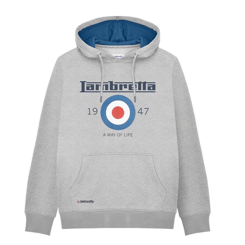 ランブレッタ メンズ アウター ニット・セーター パーカー Lambretta Mens AW24 Target Hoodie Grey Marl グレー|ReVida 店