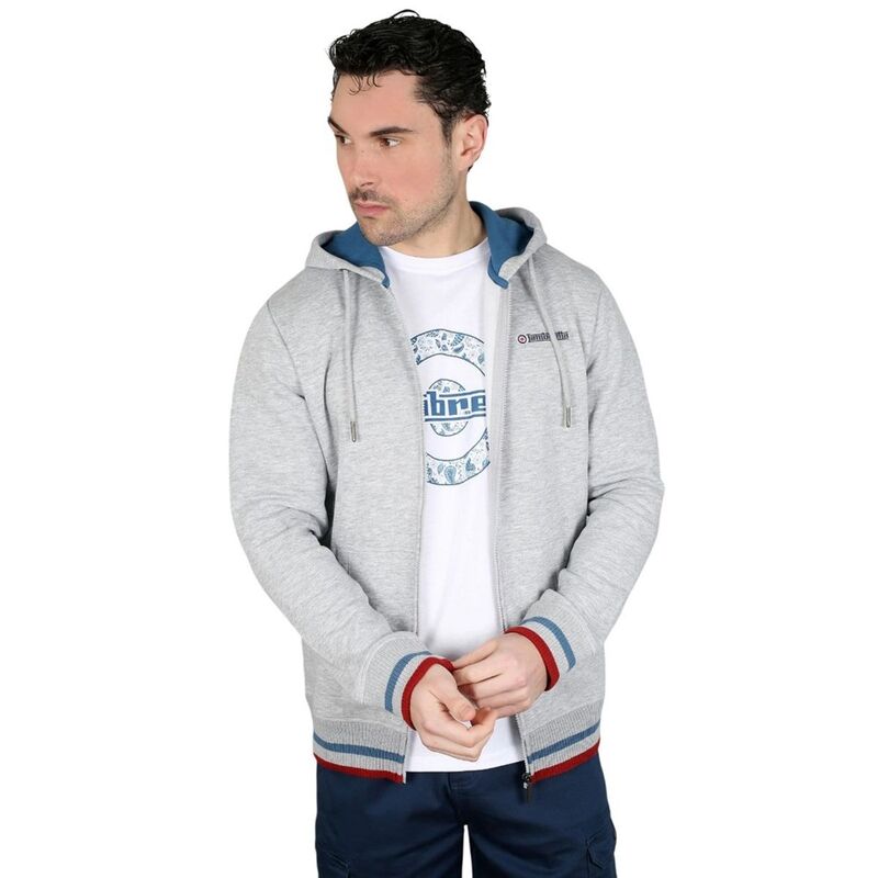 ランブレッタ メンズ アウター ニット・セーター パーカー Lambretta Mens Full Zip Hoodie Gray Dark Blue グレー｜ReVida 店
