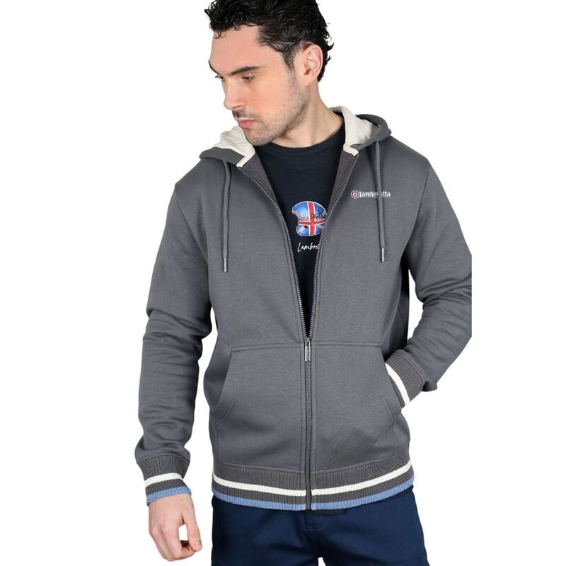 ランブレッタ メンズ アウター ニット・セーター パーカー Lambretta Mens Full Zip Hoodie Iron|ReVida 店
