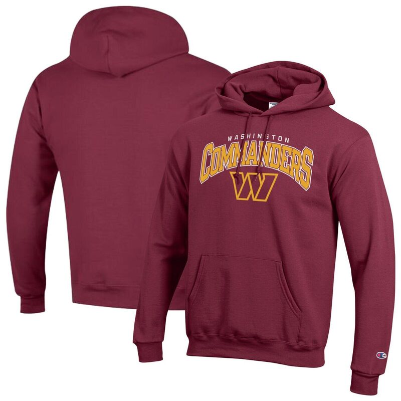 チャンピオン メンズ トップス Tシャツ ロゴ パーカー Men's Champion Burgundy Washington Commanders Powerblend Arch over Logo Hoodie Wft Med Re バーガンディ｜ReVida 店