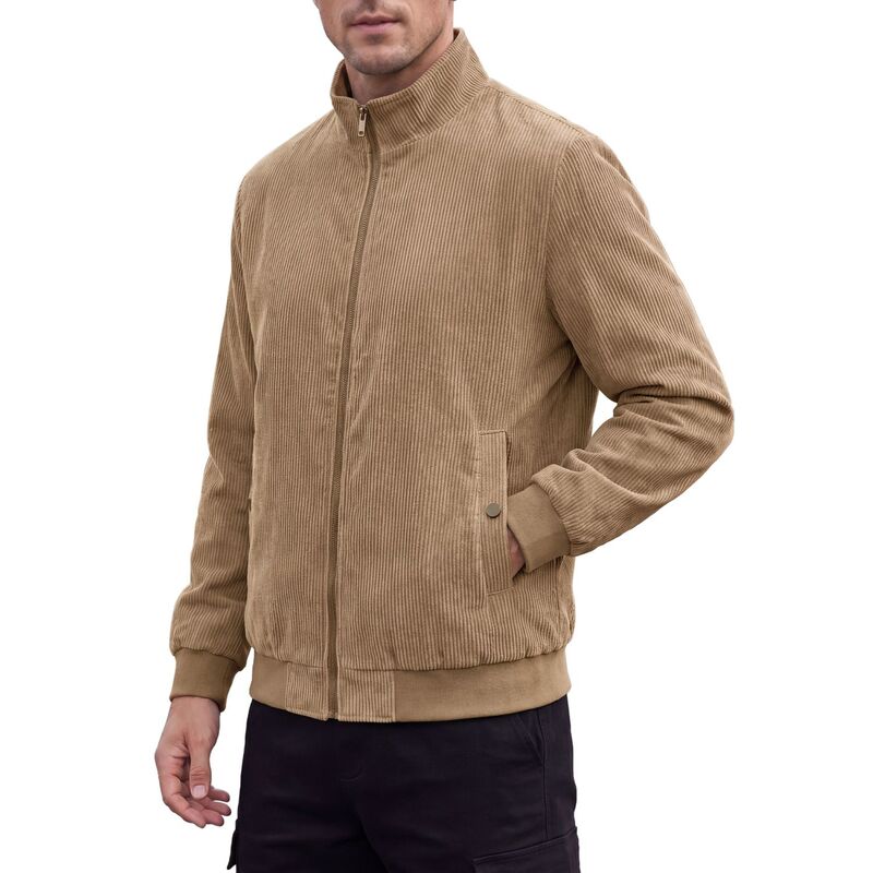 インスパイア シック メンズ アウター ジャケット・ブルゾン ヴィンテージ コーデュロイ コート INSPIRE CHIC Men's Corduroy Bomber Jacket Lined Full Zip Trucker Shacket Vintage Winter Coat with Pockets Brown ブラウン｜ReVida 店