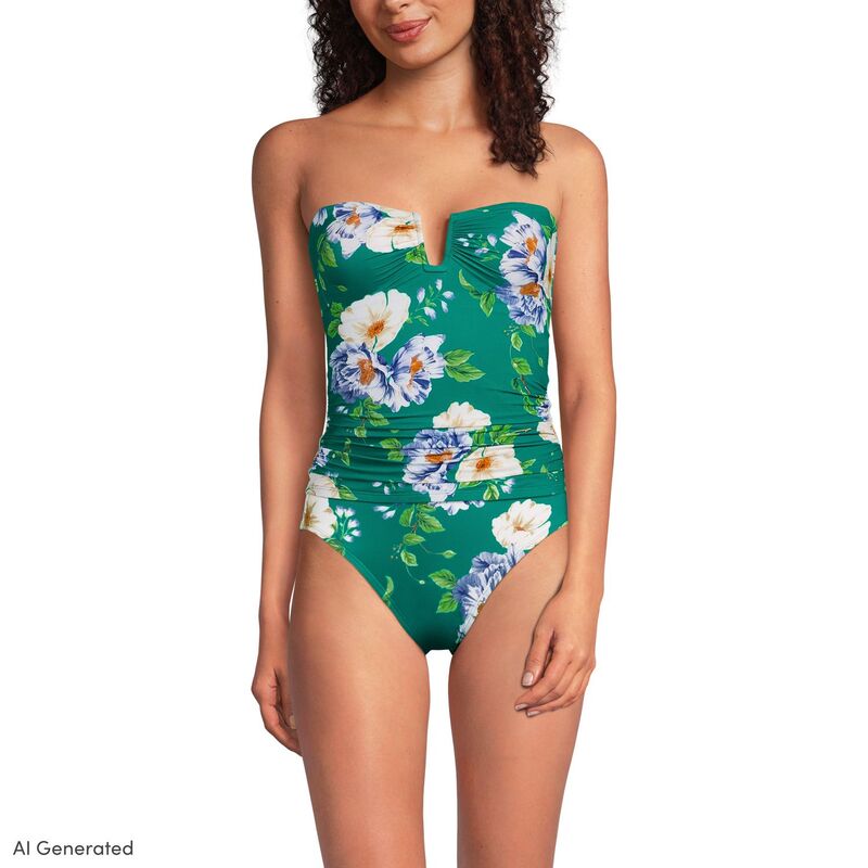 ランズエンド レディース 水着 トップのみ Women's Lands' End Slender Suit U-Wire Tankini Top Emerald Petunia エメラルド｜ReVida 店 14,950円