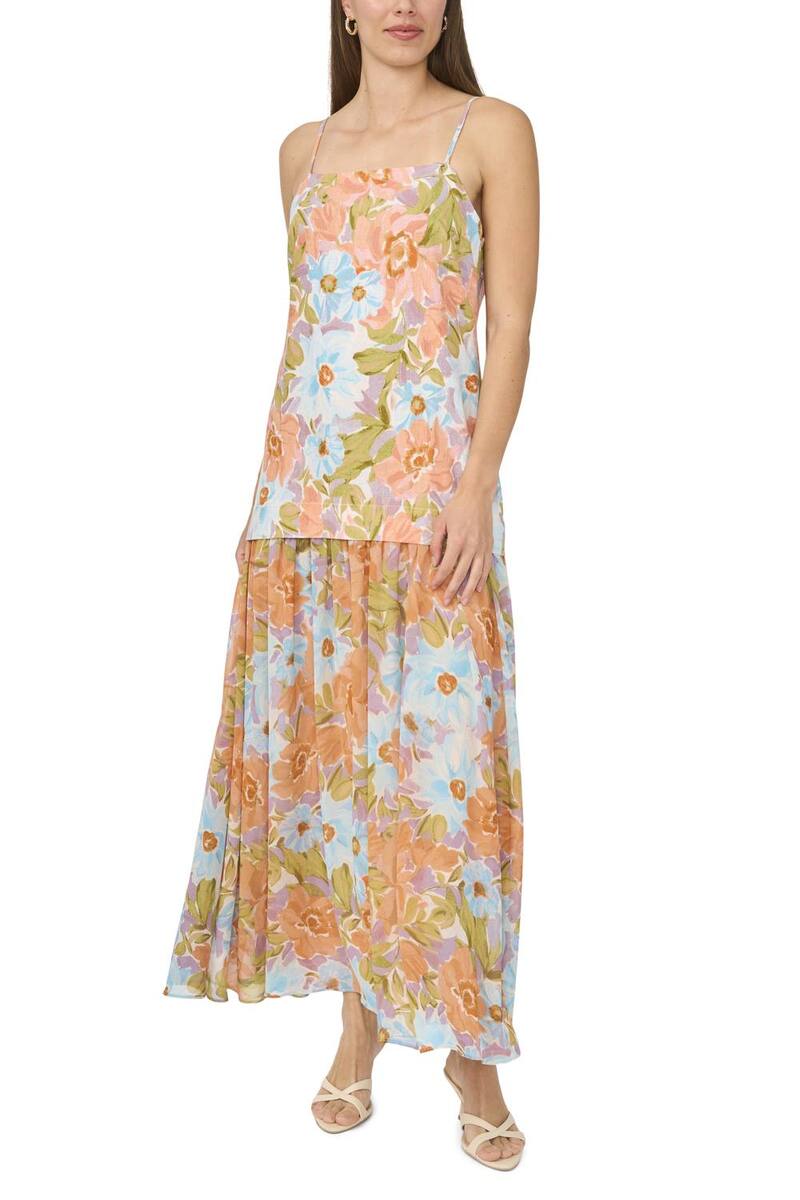 ミスク レディース トップス ワンピースカート マキシ Women's MSK Square Neck Combo Skirt Maxi Dress French Rose|ReVida 店