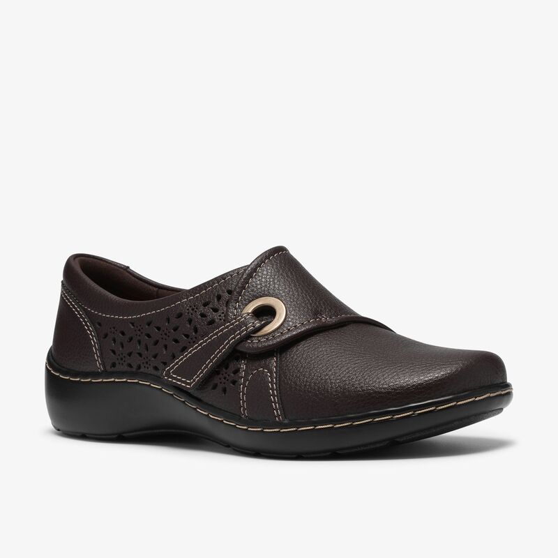 クラークス レディース シューズ サンダル レザー Clarks Cora Teagan Women's Leather Slip-On Casual Shoes Brown Leather ブラウン｜ReVida 店