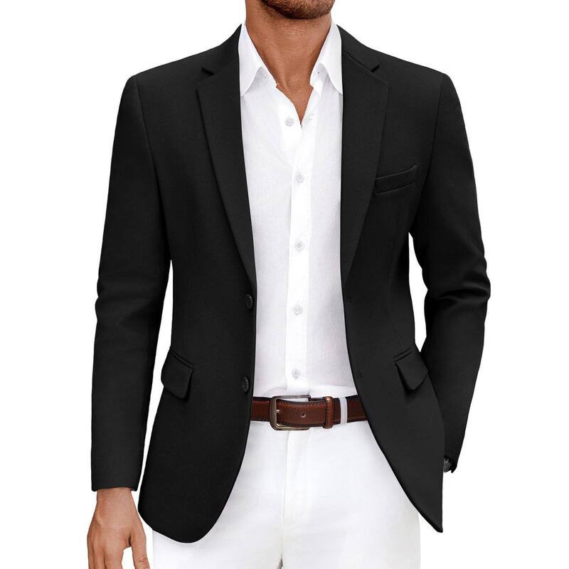 クーファンディ メンズ アウター ジャケット・ブルゾン スリムフィット コート ブレザー COOFANDY Men' Blazer Casual Sport Coatslim Fit Lightweightwo Button Suit Jacket Black ブラック｜ReVida 店