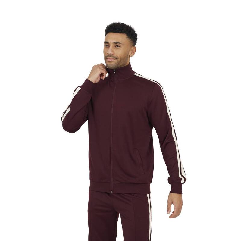 ブレーブソウル メンズ アウター ジャケット・ブルゾン スタンドネック Brave Soul Mens Zip Funnel Neck Track Top Burgundy バーガンディ｜ReVida 店