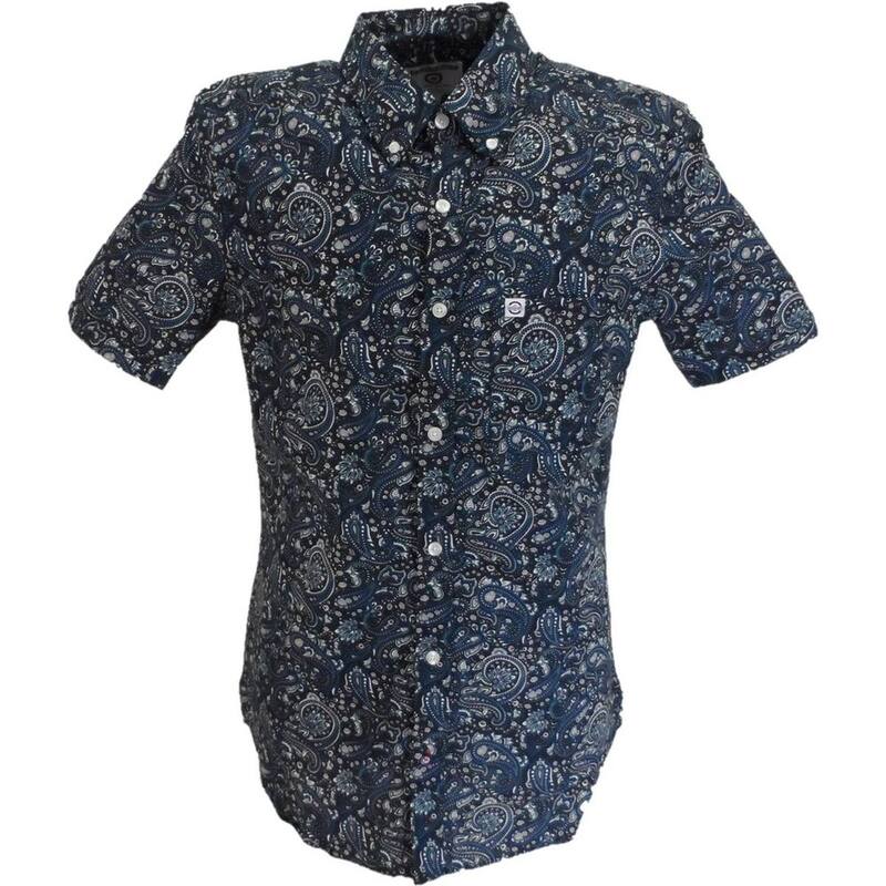 ランブレッタ メンズ トップス Tシャツ Lambretta Mens Paisley Shirt Black Gray ブラック|ReVida 店