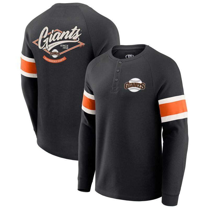 ダリウス・ラッカー コレクション バイ ファナティクス メンズ トップス Tシャツ ニット Men's Darius Rucker Collection by Fanatics Black San Francisco Giants Waffle-Knit Raglan Long Sleeve Henley T-Shirt Gnt Black ブラック｜ReVida 店