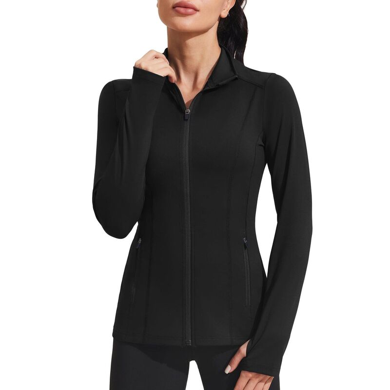 ピンスパーク レディース アウター ジャケット・ブルゾン Pinspark Women's Full Zip Track Jacket Athletic Running Jacket withumb Holes for Gym Yoga Black ブラック|ReVida 店