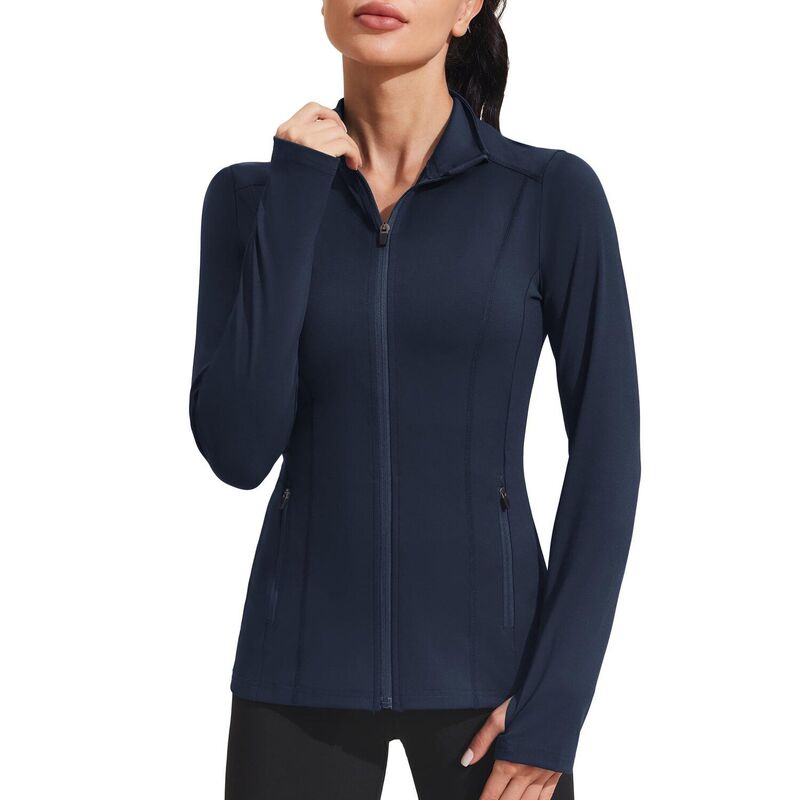 ピンスパーク レディース アウター ジャケット・ブルゾン Pinspark Women's Full Zip Track Jacket Athletic Running Jacket withumb Holes for Gym Yoga Navy ネイビー|ReVida 店