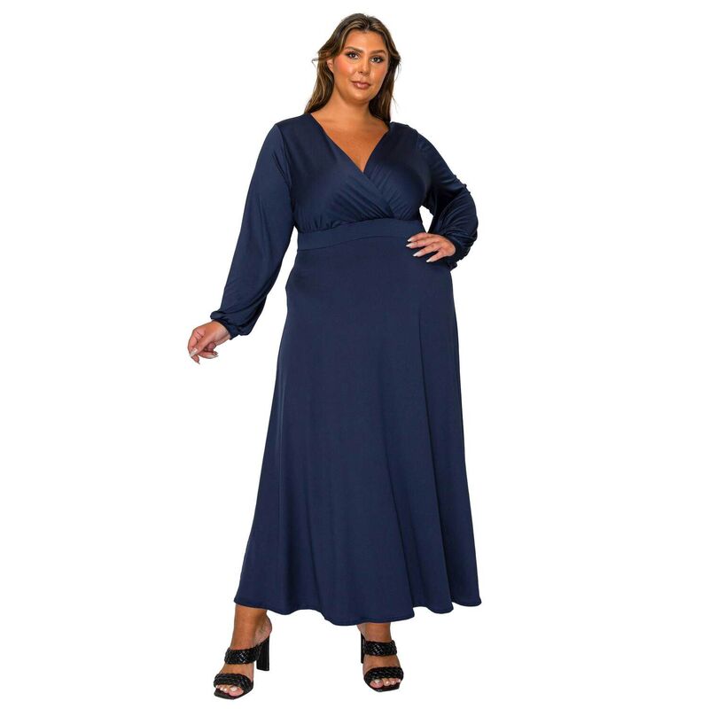リブド レディース トップス ワンピース プラスサイズ L I V D Plusize Sophia Surplice Dress Navy ネイビー|ReVida 店