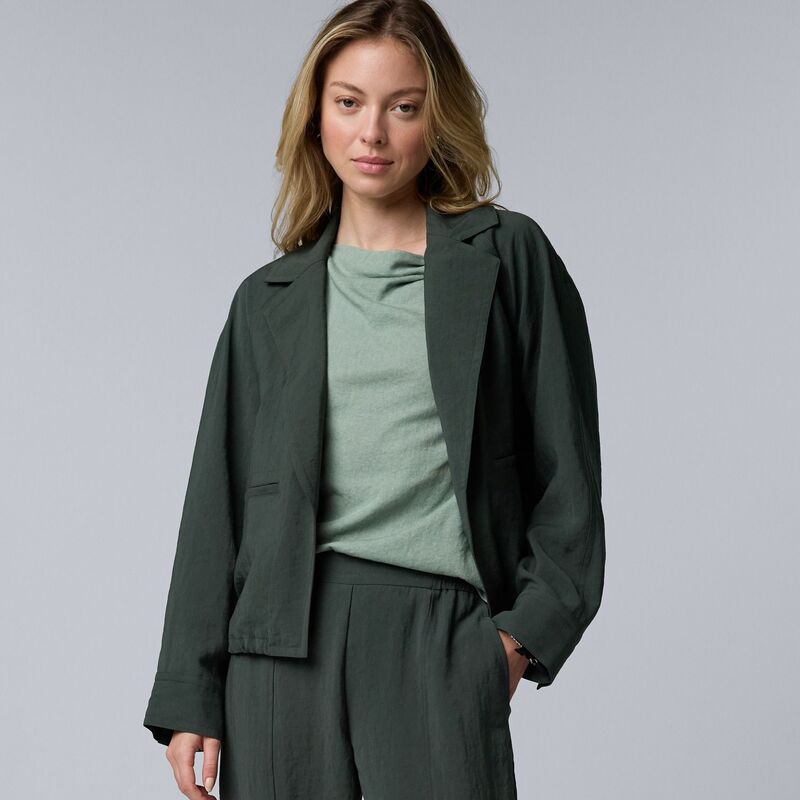 ヴェラウォン レディース アウター ジャケット・ブルゾン Women'simply Vera Wang Open Front Utility Jacket Black Tourmaline ブラック｜ReVida 店