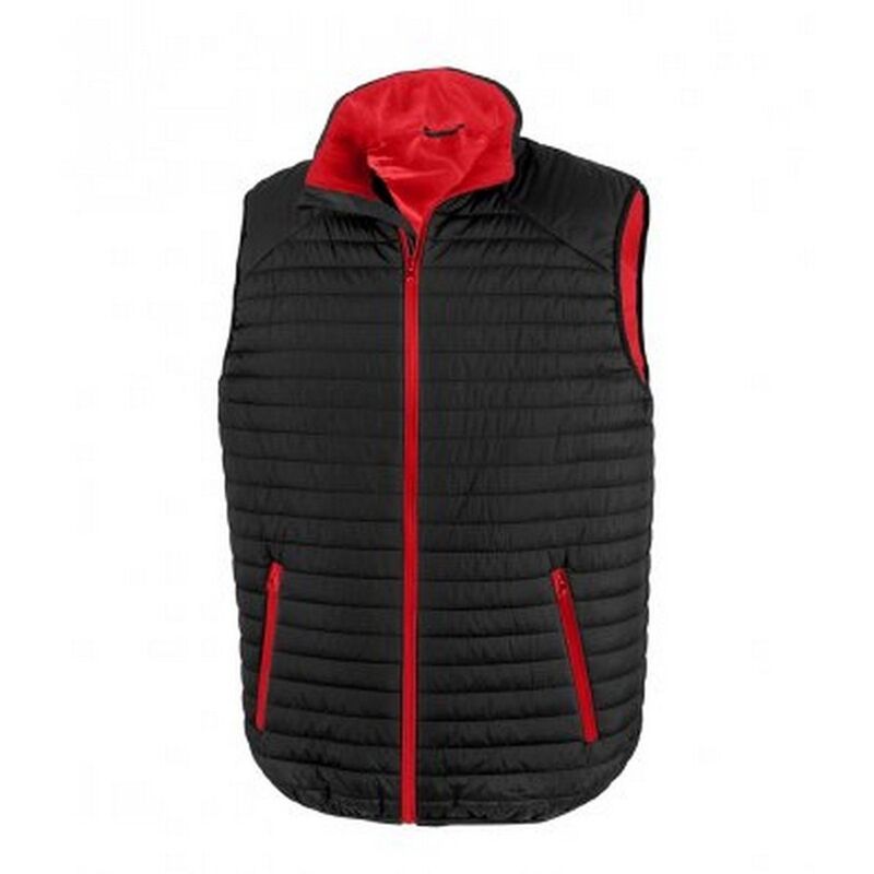 リザルト メンズ アウター ジャケット・ブルゾン ジレ Result Adults Unisex Thermoquilt Gilet Black And Red ブラック｜ReVida 店