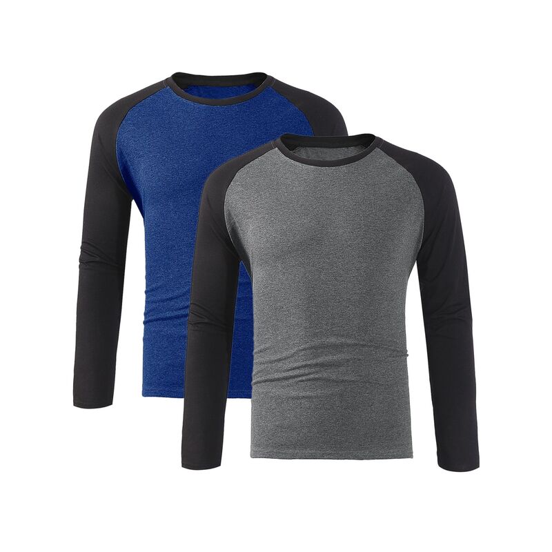 インスパイア シック メンズ トップス Tシャツ クルーネック INSPIRE CHIC 2 Packs Men's Raglan T-Shirts Long Sleeve Crewneck Casualightweight Baseball Tee Shirt Gray Blue グレー｜ReVida 店