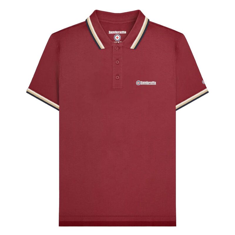 ランブレッタ メンズ トップス Tシャツ ポロシャツ Lambretta Mens Triple Tipped Polo Shirt Burgundy Cream クリーム|ReVida 店