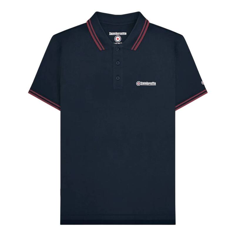 ランブレッタ メンズ トップス Tシャツ ポロシャツ トール Lambretta Mens Twin Tip Big & Tall Polo Shirt Dark Navy And Burgundy ネイビー|ReVida 店