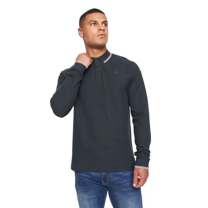 ダックアンドカバー メンズ トップス Tシャツ ポロシャツ 長袖 Duck and Cover Mens Roxberry Long-Sleeved Polo Shirt Navy ネイビー｜ReVida 店