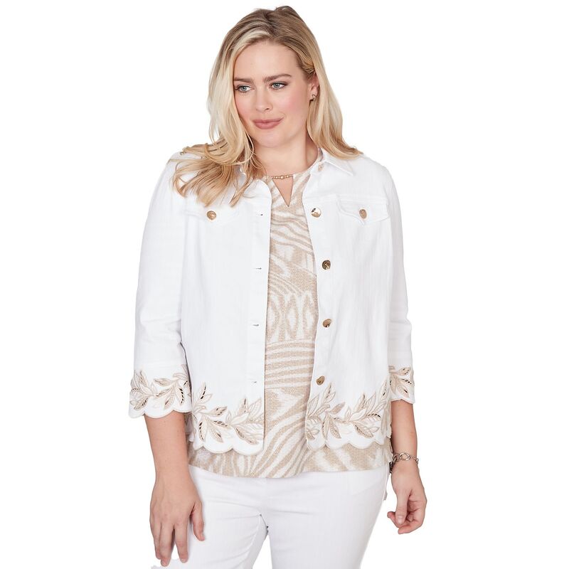 アルフレッド ダナー レディース アウター ジャケット・ブルゾン カットアウト プチ シャツ 刺繍 Petite Alfredunner Leaf Cutout Embroide red Shirt Jacket White ホワイト|ReVida 店