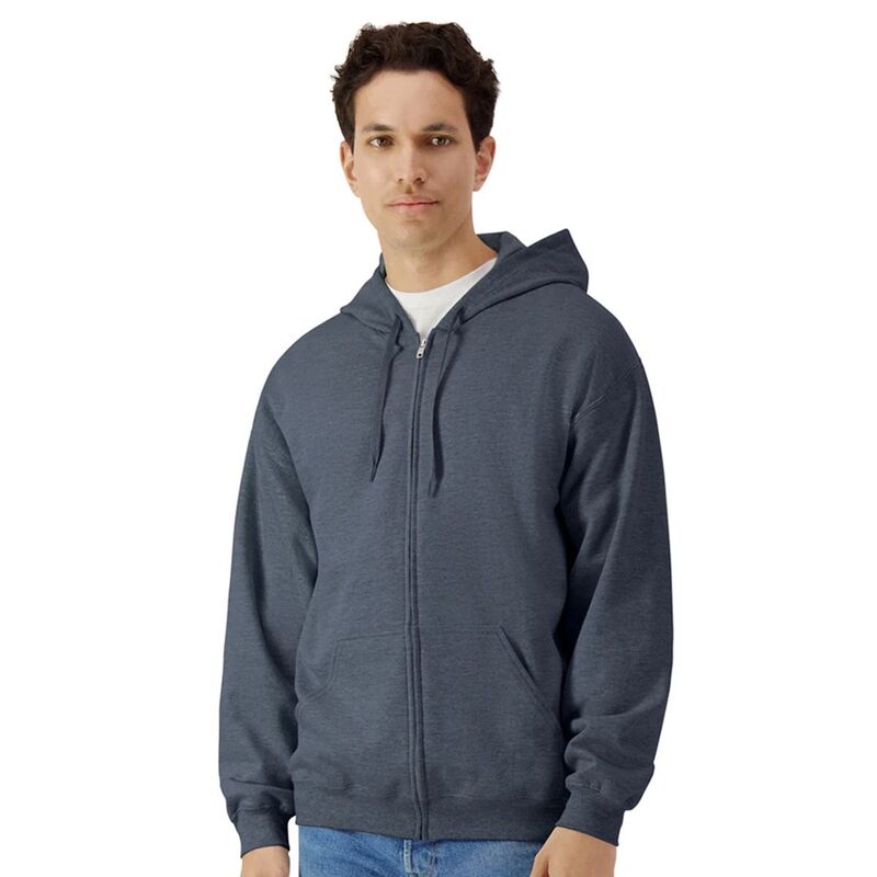 ギルダン メンズ アウター ニット・セーター パーカー Gildan Unisex Adult Softstyle Midweight Full Zip Hoodie Dark Heather ヘザー｜ReVida 店