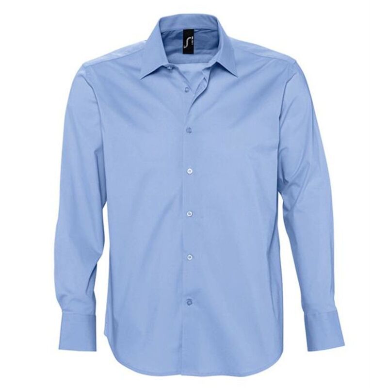 ソルズ メンズ トップス Tシャツ SOLS Mens Brighton Long Sleeve Fitted Work Shirt Bright Sky｜ReVida 店