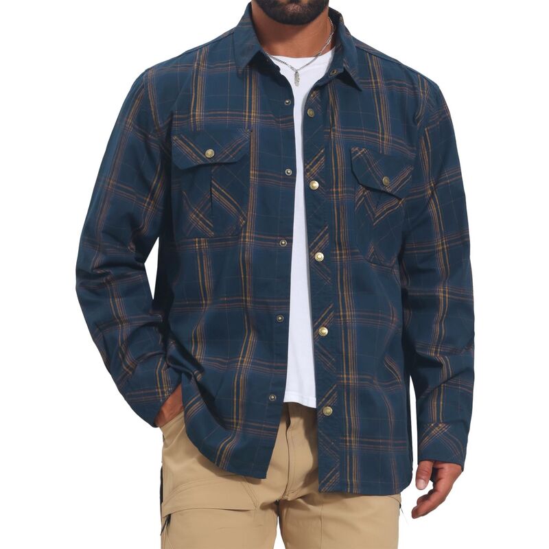 インスパイア シック メンズ トップス Tシャツ INSPIRE CHIC Men's Casual Plaid Long Sleeves Pockets Hiking Fishing Work Cargo Shirts Blue ブルー｜ReVida 店 13,490円
