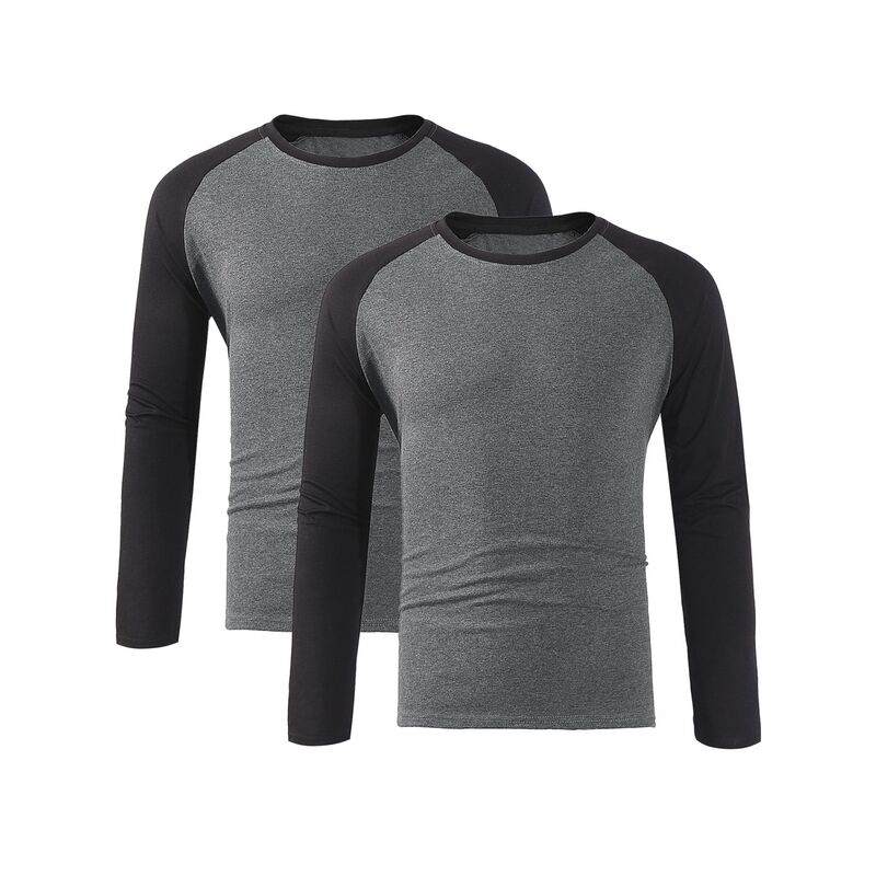 インスパイア シック メンズ トップス Tシャツ クルーネック INSPIRE CHIC 2 Packs Men\'s Raglan T-Shirts Long Sleeve Crewneck Casualightweight Baseball Tee Shirt Gray グレー｜ReVida 店