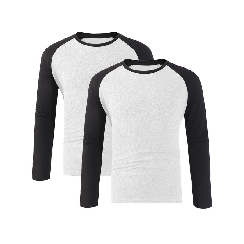 インスパイア シック メンズ トップス Tシャツ クルーネック INSPIRE CHIC 2 Packs Men\'s Raglan T-Shirts Long Sleeve Crewneck Casualightweight Baseball Tee Shirt White ホワイト｜ReVida 店