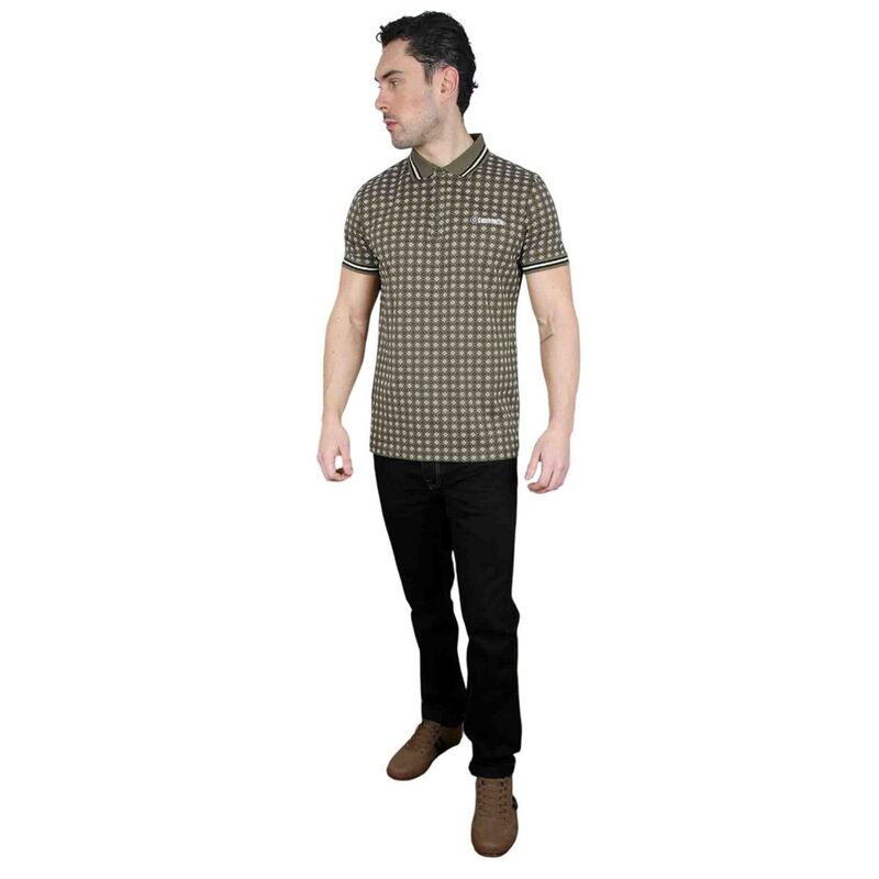 ランブレッタ メンズ トップス Tシャツ ポロシャツ Lambretta MensS25 Geometric Polo Shirt Khaki Green グリーン｜ReVida 店