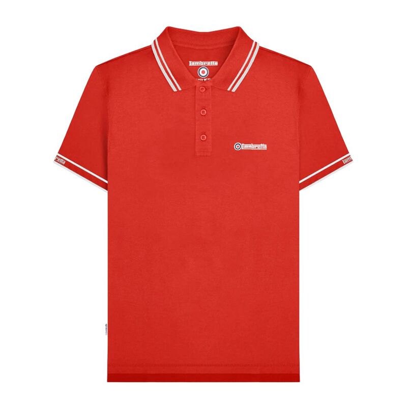 ランブレッタ メンズ トップス Tシャツ ポロシャツ Lambretta MensS25 Branded Sleeve Polo Shirt Red レッド｜ReVida 店