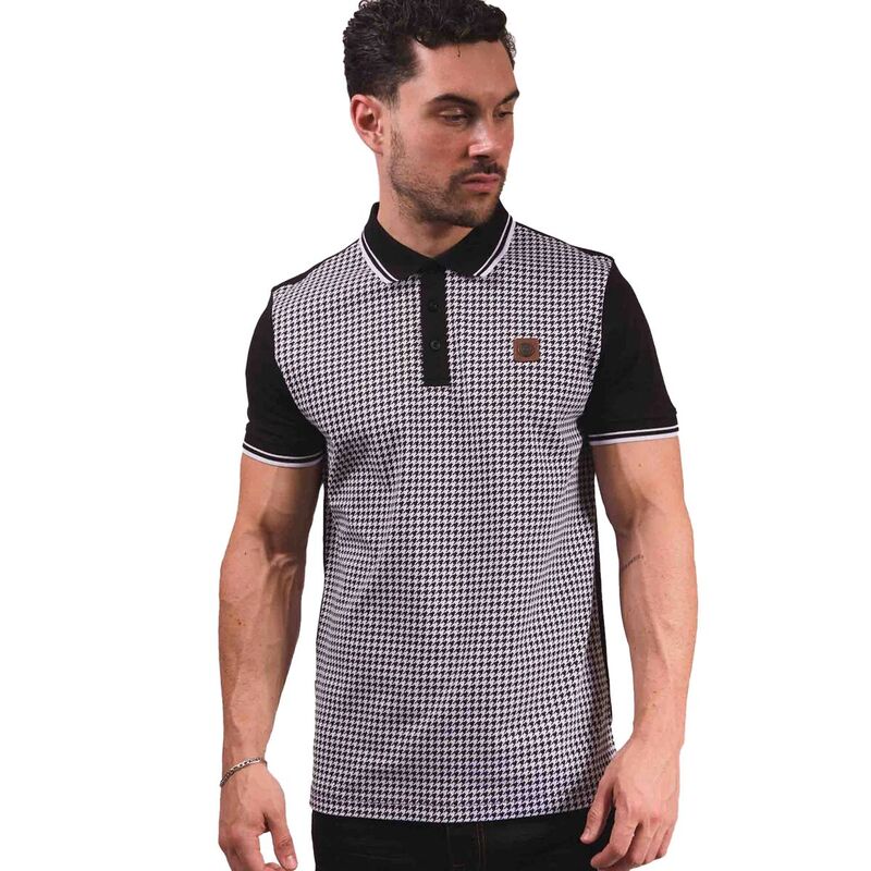 ランブレッタ メンズ トップス Tシャツ ポロシャツ Lambretta MensS24 Houndstooth Polo Shirt Black And White ホワイト｜ReVida 店