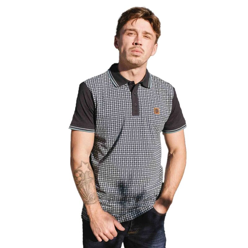 ランブレッタ メンズ トップス Tシャツ ポロシャツ Lambretta MensS24 Houndstooth Polo Shirt Navy ネイビー｜ReVida 店