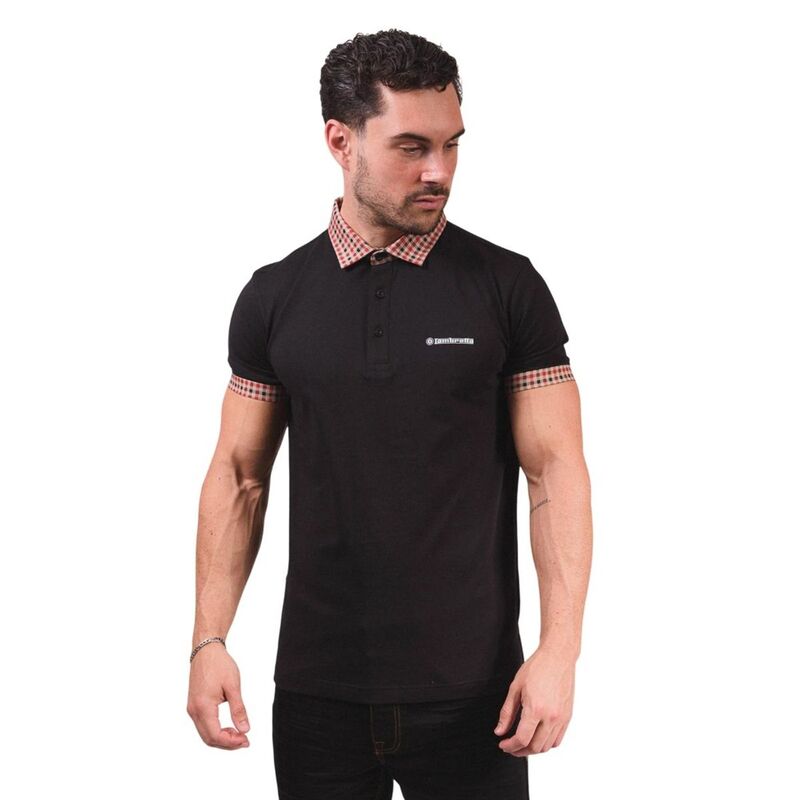 ランブレッタ メンズ トップス Tシャツ ギンガムチェック ポロシャツ ギンガム Lambretta MensS25 Gingham Polo Shirt Black ブラック｜ReVida 店