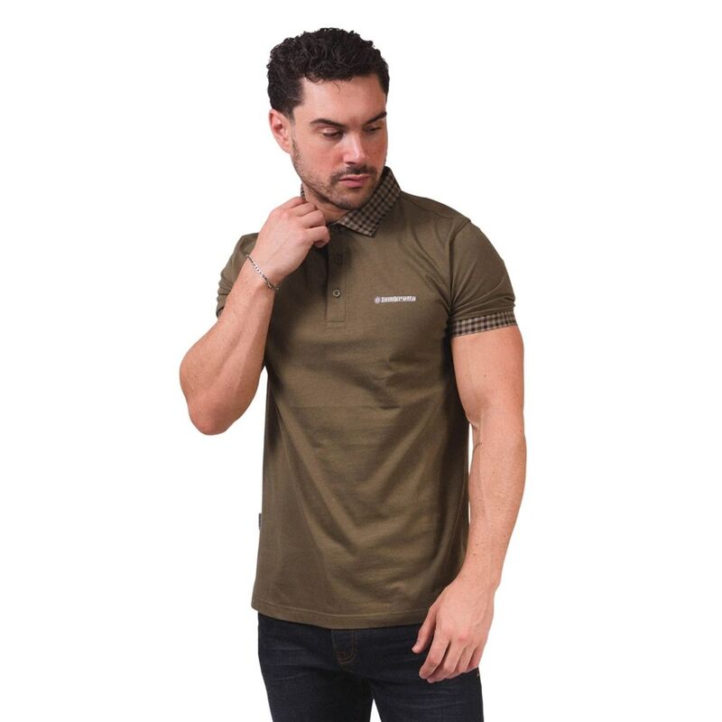 ランブレッタ メンズ トップス Tシャツ ギンガムチェック ポロシャツ ギンガム Lambretta MensS25 Gingham Polo Shirt Khaki Green グリーン｜ReVida 店