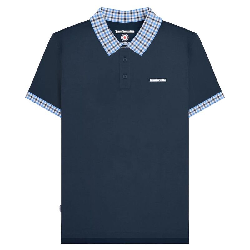 ランブレッタ メンズ トップス Tシャツ ギンガムチェック ポロシャツ ギンガム Lambretta MensS25 Gingham Polo Shirt Navy ネイビー｜ReVida 店