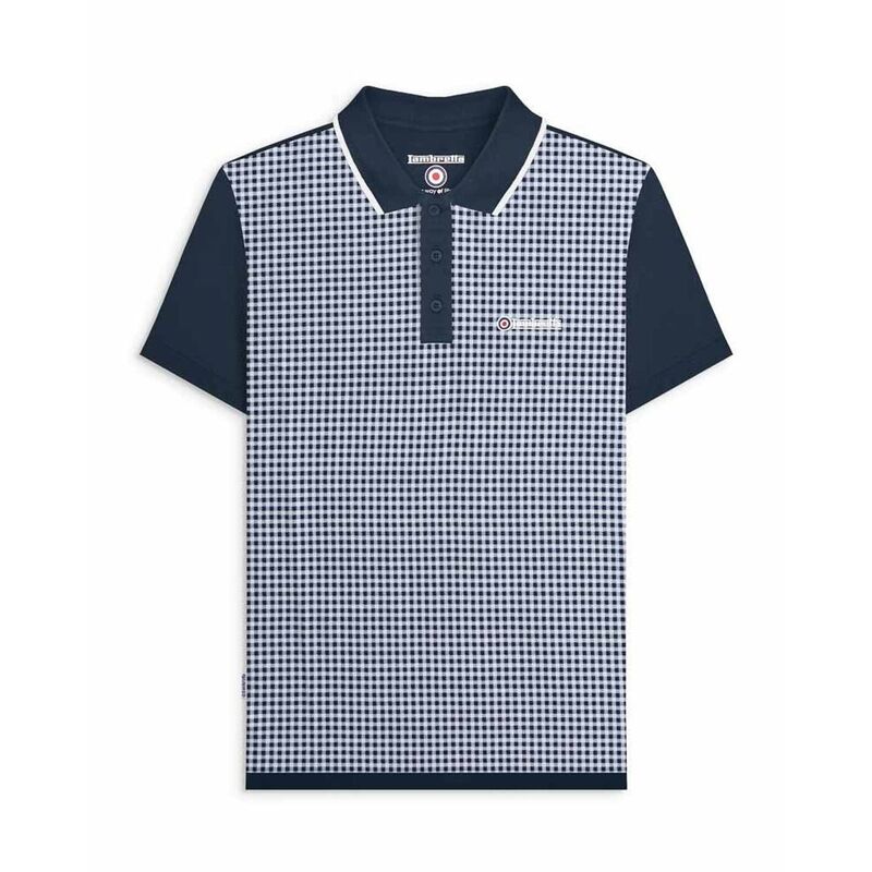 ランブレッタ メンズ トップス Tシャツ ギンガムチェック ポロシャツ トール ギンガム Lambretta Mens Gingham Big & Tall Polo Shirt Navy ネイビー|ReVida 店