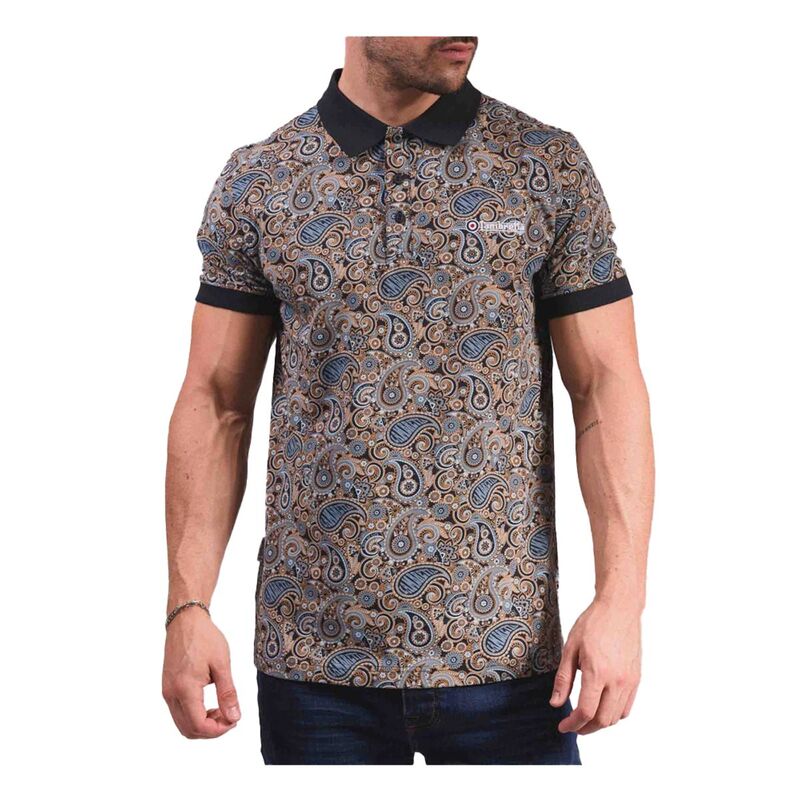 ランブレッタ メンズ トップス Tシャツ ポロシャツ Lambretta Mens Paisley Polo Shirt Navy And Smoke Blue スモーク｜ReVida 店