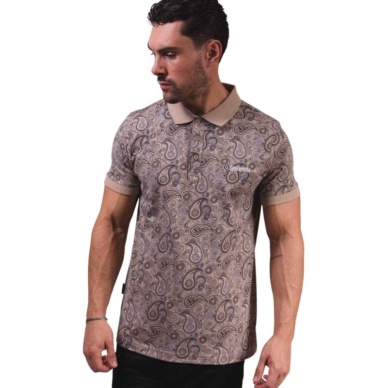 ランブレッタ メンズ トップス Tシャツ ポロシャツ Lambretta Mens Paisley Polo Shirt Stone ストーン｜ReVida 店