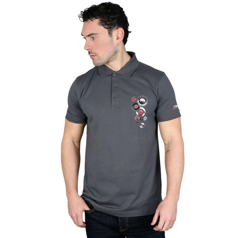ランブレッタ メンズ トップス Tシャツ ポロシャツ Lambretta Mens Badge Polo Shirt Iron｜ReVida 店
