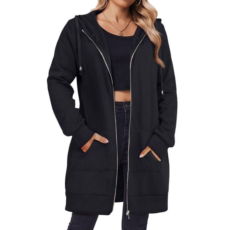 ジーグー レディース トップス Tシャツ スウェット フリース パーカー ジャケット Zeagoo Women's Zip Up Hoodies Fleece Jacket Oversized Tunic Hooded Sweatshirt with Pockets Black ブラック｜ReVida 店