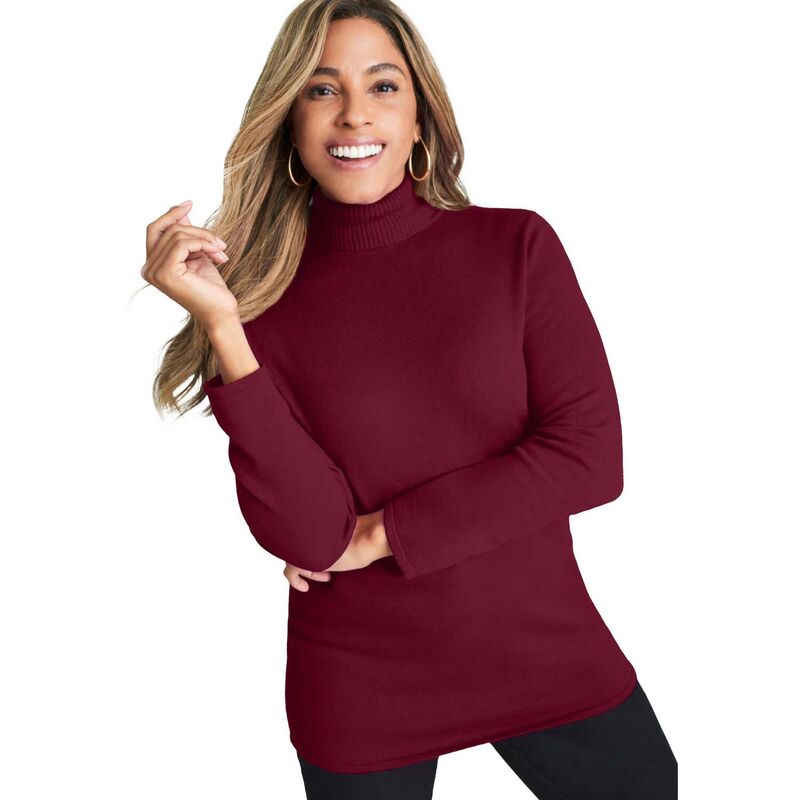 ジェシカロンドン レディース アウター ニット・セータートルネック プラスサイズ Jessica London Women's Plusize Carefree Cashmere Turtleneck Merlot｜ReVida 店