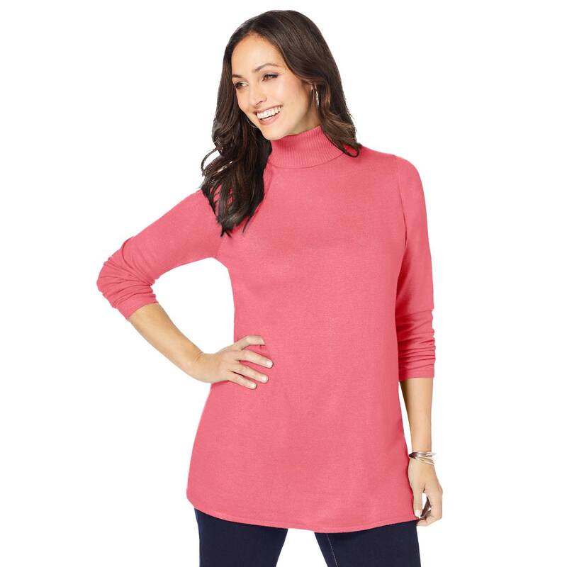 ジェシカロンドン レディース アウター ニット・セータートルネック プラスサイズ Jessica London Women's Plusize Carefree Cashmere Turtleneck Tea Rose｜ReVida 店