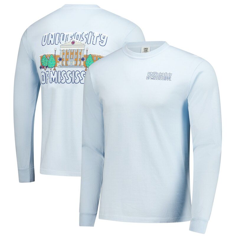 イメージワン メンズ トップス Tシャツ Men\'s Image One Light Blue Ole Miss Rebels Frostedreams Comfort Colors Long Sleeve T-Shirt Ole Light ブルー｜ReVida 店
