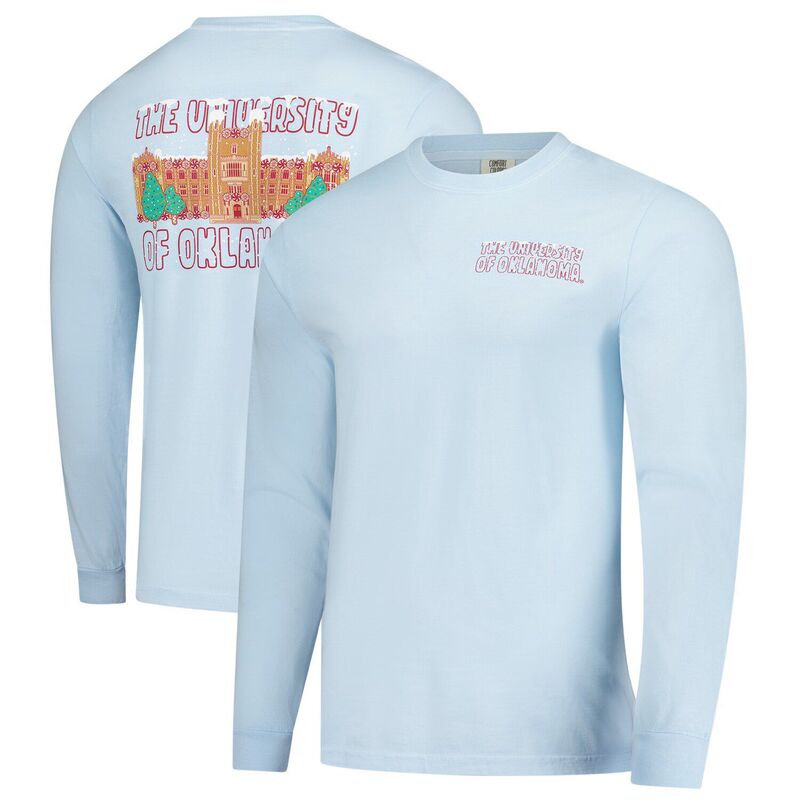 イメージワン メンズ トップス Tシャツ Men\'s Image One Light Blue Oklahoma Sooners Frostedreams Comfort Colors Long Sleeve T-Shirt Oklight ブルー｜ReVida 店