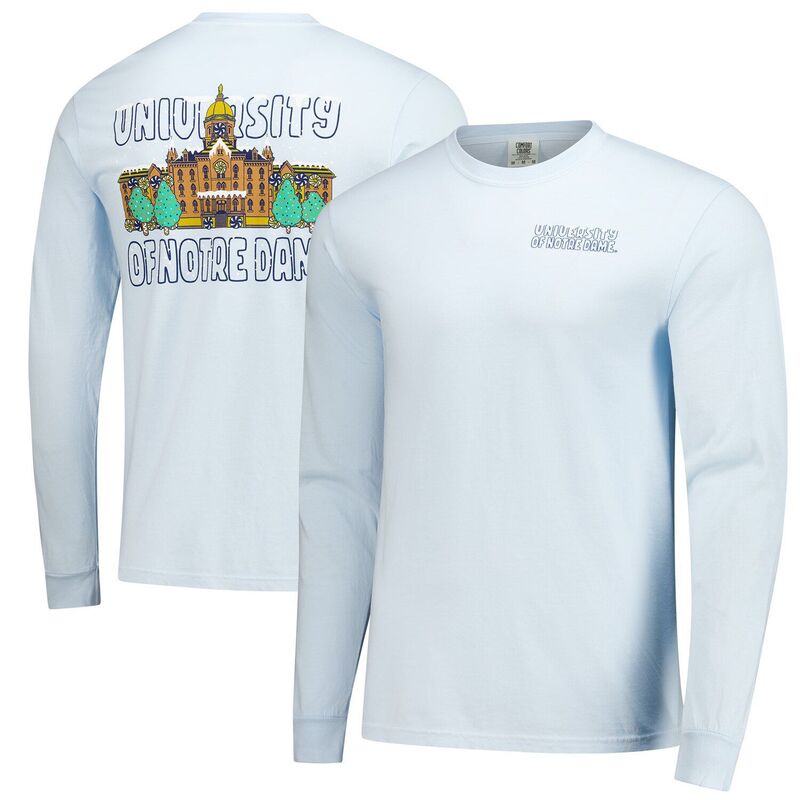 イメージワン メンズ トップス Tシャツ Men\'s Image One Light Blue Notre Dame Fighting Irish Frostedreams Comfort Colors Long Sleeve T-Shirt Ntd Light ブルー｜ReVida 店