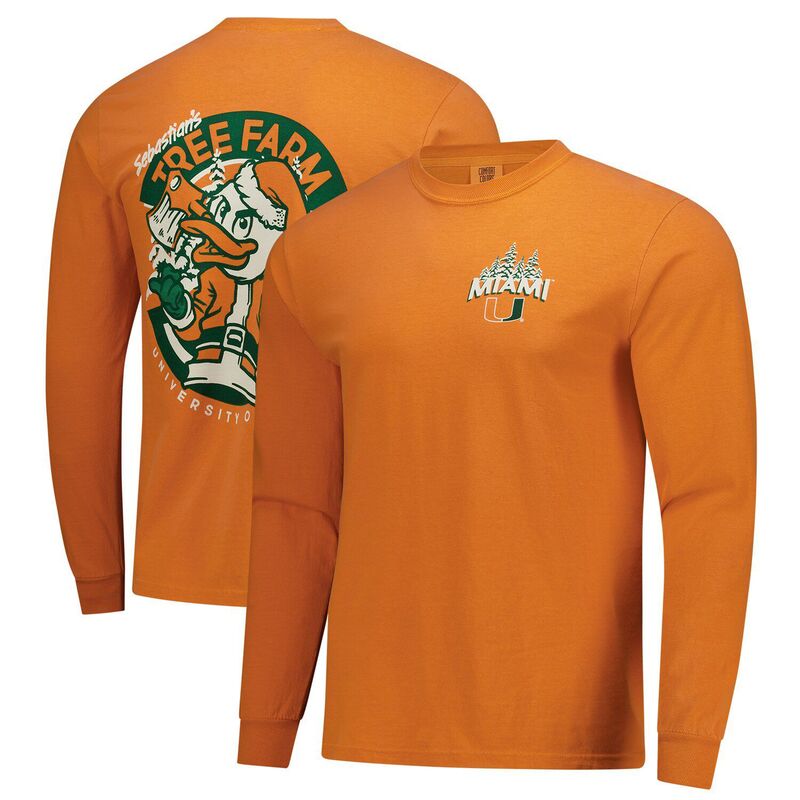 イメージワン メンズ トップス Tシャツ 長袖 Image One Men\'s Orange Miami Hurricanes Tree Farm Comfort Colors Long-Sleeve T-Shirt Mia Orange オレンジ｜ReVida 店