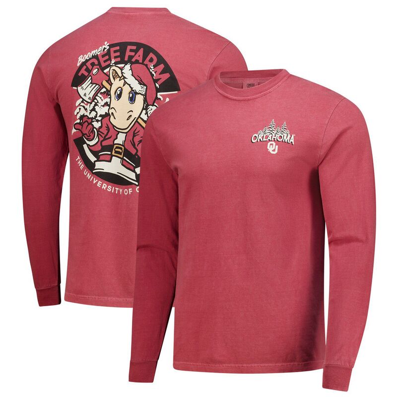 イメージワン メンズ トップス Tシャツ 長袖 Image One Men\'s Crimson Oklahoma Sooners Tree Farm Comfort Colors Long-Sleeve T-Shirt Okl Red レッド｜ReVida 店
